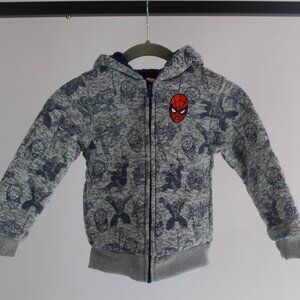 Boys Marvel Spider-Man Zip-Up Hoodie – Grey/Blue – Size 5